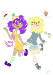 Size: 500x700 | Tagged: safe, artist:mc10215, derpy hooves, screwball, human, g4, freckles, humanized