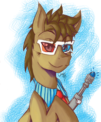 Size: 2500x3000 | Tagged: safe, artist:luckyryo, doctor whooves, time turner, g4, 3d glasses, doctor who, high res, male, solo, sonic screwdriver
