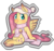 Size: 1024x959 | Tagged: safe, artist:kyaokay, fluttershy, pegasus, pony, g4, clothes, colored hooves, female, hat, looking at you, looking sideways, scarf, simple background, sitting, solo, spread wings, sticker, transparent background, wings