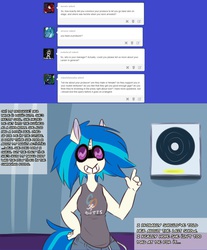 Size: 1280x1548 | Tagged: safe, artist:somescrub, dj pon-3, vinyl scratch, anthro, ask nudist sweetie belle, g4, clothes, female, music butt, solo