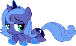 Size: 833x503 | Tagged: safe, artist:lightningbolt, derpibooru exclusive, princess luna, pony, g4, female, filly, prone, sad, show accurate, simple background, solo, svg, transparent background, vector, woona