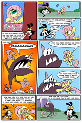 Size: 3000x4500 | Tagged: safe, artist:joeywaggoner, fluttershy, g4, animaniacs, comic, commission, crossover, dot warner, dot's pet, flutterrage