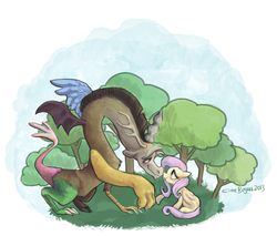 Size: 989x841 | Tagged: safe, artist:sleepers-anonymous, discord, fluttershy, g4, female, male, ship:discoshy, shipping, straight