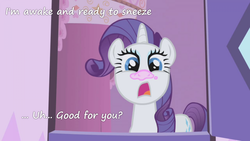 Size: 800x450 | Tagged: safe, screencap, rarity, g4, female, insane pony thread, sneezing, solo