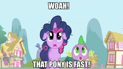 Size: 960x540 | Tagged: safe, edit, edited screencap, screencap, rainbow dash, spike, twilight sparkle, friendship is magic, g4, captain obvious, image macro, meme