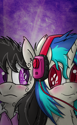 Size: 1500x2455 | Tagged: safe, artist:jorobro, dj pon-3, octavia melody, vinyl scratch, g4, headphones