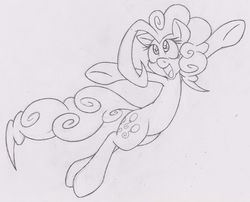Size: 600x484 | Tagged: safe, artist:dfectivedvice, pinkie pie, g4, female, grayscale, monochrome, sketch, solo, traditional art