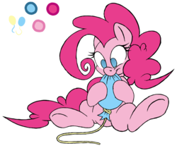 Size: 667x561 | Tagged: dead source, safe, artist:dfectivedvice, pinkie pie, g4, balloon, biting, chewing, colored, female, moments before disaster, simple background, solo, that pony sure does love balloons, this will end in tears, this will not end well, transparent background, underhoof