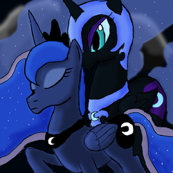 Size: 1000x1000 | Tagged: safe, artist:darksilverhawk, nightmare moon, princess luna, g4