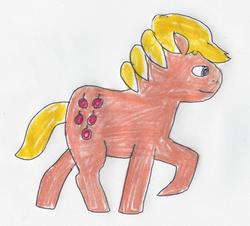 Size: 1624x1470 | Tagged: safe, artist:dth1971, applejack (g1), g1, crayon drawing, female, simple background, solo, traditional art