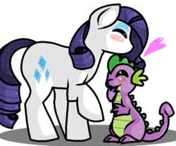 Size: 667x555 | Tagged: safe, artist:chibiisavannah1000, rarity, spike, dragon, pony, unicorn, g4, blushing, female, heart, male, mare, ship:sparity, shipping, simple background, straight, transparent background