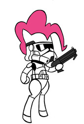 Size: 799x1177 | Tagged: safe, artist:cross, pinkie pie, earth pony, pony, g4, armor, army, bipedal, clone, clone trooper, clone wars, clothes, colored, crossover, female, gun, helmet, soldier, solo, standing, star wars, uniform