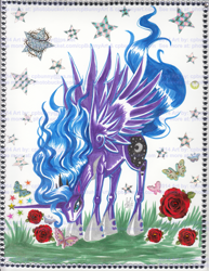 Size: 1531x1987 | Tagged: safe, artist:alaer, princess luna, g4, female, obtrusive watermark, solo, traditional art, watermark