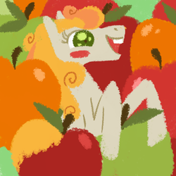 Size: 800x800 | Tagged: safe, artist:needsmoarg4, golden delicious (g3), earth pony, pony, g3, apple, female, lineless, mare, solo