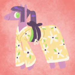 Size: 800x800 | Tagged: safe, artist:needsmoarg4, kimono, earth pony, pony, g3, g4, clothes, female, g3 to g4, generation leap, kimono (clothing), lineless, mare, solo