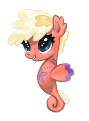 Size: 535x722 | Tagged: safe, artist:needsmoarg4, baby sea spray, sea pony, g1, g4, ear fluff, female, g1 to g4, generation leap, sea sparkle baby sea ponies, simple background, smiling, solo, white background