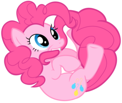 Size: 6000x5117 | Tagged: safe, artist:stinkehund, pinkie pie, g4, absurd resolution, cute, female, grin, on back, rolling, simple background, smiling, solo, tail bite, transparent background, vector