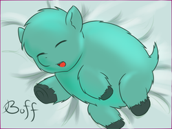 Size: 1024x768 | Tagged: safe, artist:fluffbuff, fluffy pony, fluffy pony foal, sleeping, solo