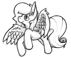 Size: 580x476 | Tagged: safe, artist:trippiehippie, pegasus, pony, monochrome, solo