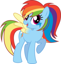 Size: 2836x3000 | Tagged: dead source, safe, artist:katequantum, rainbow dash, pegasus, pony, g4, female, high res, ponytail, rainbow power, solo