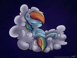 Size: 2000x1500 | Tagged: safe, artist:zortail, rainbow dash, g4, female, sleeping, solo