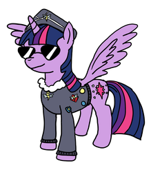 Size: 700x800 | Tagged: safe, artist:doctorspectrum, commander easy glider, twilight sparkle, alicorn, pony, g4, testing testing 1-2-3, ancient wonderbolts uniform, female, mare, solo, twilight sparkle (alicorn)