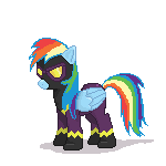 Size: 150x150 | Tagged: safe, artist:tomdantherock, rainbow dash, g4, animated, clothes, female, floppy ears, pawing the ground, shadowbolt dash, shadowbolts, shadowbolts costume, simple background, solo, transparent background
