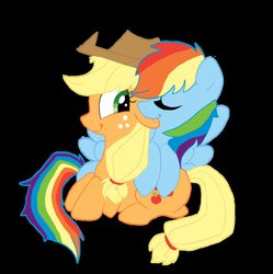 Size: 892x896 | Tagged: safe, artist:thepurplecranberry, applejack, rainbow dash, g4, female, lesbian, nom, ship:appledash, shipping