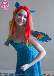 Size: 679x960 | Tagged: safe, artist:lochlan o'neil, rainbow dash, human, g4, cosplay, irl, irl human, photo, rainbow power, solo