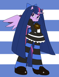 Size: 1100x1440 | Tagged: safe, artist:p_batao, twilight sparkle, semi-anthro, g4, anarchy stocking, female, panty and stocking with garterbelt, pixiv, solo, stockinglight, twilight sparkle (alicorn)