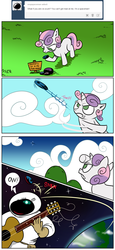 Size: 1280x2780 | Tagged: safe, artist:catfood-mcfly, sweetie belle, human, pony, unicorn, g4, astronaut, cloud, comic, fury belle, guitar, rock, sign, space, spacesuit, throwing, tumblr