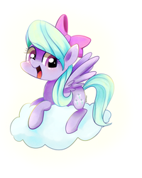 Size: 800x1000 | Tagged: safe, artist:sion-ara, flitter, pony, g4, chibi, cloud, cute, female, open mouth, prone, solo