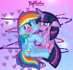 Size: 640x620 | Tagged: safe, artist:fizzy-soda, rainbow dash, twilight sparkle, alicorn, pony, g4, female, kissing, lesbian, mare, ship:twidash, shipping, twilight sparkle (alicorn)