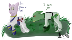 Size: 1201x665 | Tagged: safe, artist:shizaluckydevil, earthworm jim, evil jim, ponified