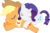 Size: 6906x4500 | Tagged: safe, artist:fehlung, applejack, rarity, earth pony, pony, unicorn, g4, absurd resolution, blushing, female, horn, lesbian, mare, ship:rarijack, shipping, simple background, snuggling, transparent background