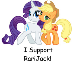 Size: 3346x2869 | Tagged: safe, artist:catthylove, applejack, rarity, earth pony, pony, unicorn, g4, comic sans, female, high res, horn, lesbian, mare, ship:rarijack, shipper on deck, shipping, simple background, text, transparent background, vector