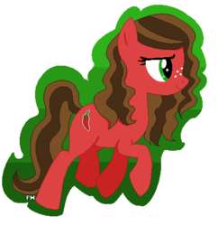 Size: 410x423 | Tagged: safe, artist:princess-madeleine, oc, oc only, oc:chili snap, earth pony, pony, cute, cutie mark, female, freckles, mare, ms paint, smiling, solo, trotting