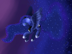 Size: 1280x960 | Tagged: safe, artist:ask-betty, princess luna, g4, female, flying, smiling, solo