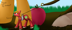 Size: 811x341 | Tagged: safe, artist:mossie55, applejack, big macintosh, earth pony, pony, g4, apple, male, micro, size difference, stallion