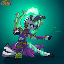 Size: 2000x2000 | Tagged: safe, zecora, zebra, g4, bipedal, crossover, female, high res, karma, league of legends, solo