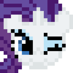 Size: 400x400 | Tagged: safe, artist:powhawkins, rarity, g4, pixel art, solo, wink