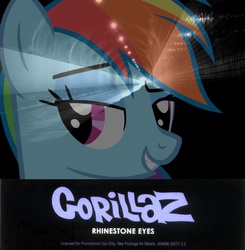 Size: 715x731 | Tagged: safe, rainbow dash, g4, album, album cover, album parody, bedroom eyes, female, gorillaz, rhinestone eyes, single, solo