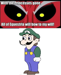 Size: 497x607 | Tagged: safe, exploitable meme, meme, super mario, tirek vs everyone meme, weegee