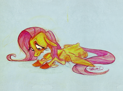 Size: 800x589 | Tagged: safe, artist:frostadflakes, fluttershy, g4, emaciated, female, skinny, solo, thin