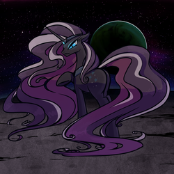 Size: 1024x1024 | Tagged: safe, artist:inlucidreverie, nightmare rarity, pony, unicorn, g4, butt, eclipse, female, moon, palindrome get, plot, solo