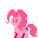 Size: 128x128 | Tagged: safe, artist:mrponiator, pinkie pie, g4, animated, female, monochrome, pixel art, simple background, solo, transparent background