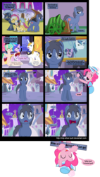 Size: 2240x3932 | Tagged: safe, artist:mlp-silver-quill, pinkie pie, prince blueblood, shining armor, twilight sparkle, oc, oc:clutterstep, alicorn, pony, comic:a princess' tears, g4, breaking the fourth wall, comic, female, fourth wall, high res, mare, medic, peach dream, royal guard, top tier, twilight sparkle (alicorn)