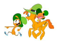Size: 1962x1373 | Tagged: safe, artist:frigg-fluff, crossover, keronian, ponified, sergeant frog, simple background, species swap, wander (wander over yonder), wander over yonder, white background