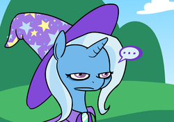 Size: 1280x903 | Tagged: safe, trixie, pony, unicorn, ask trixie and cheese, g4, ..., female, mare, reaction image, solo, trixie is not amused, tumblr, unamused