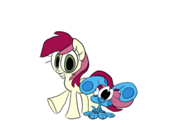 Size: 620x451 | Tagged: safe, artist:jared33, roseluck, dog, earth pony, pony, g4, blue (blue's clues), blue's clues, crossover, duo, female, mare